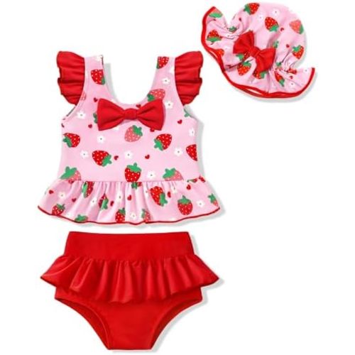 HONGTEYA Baby Girl Swimsuit Toddler Bathing Suit Girl Summer Beach Bikini UPF 50+ Sun Protection Easy Dry Size 3M-5t
