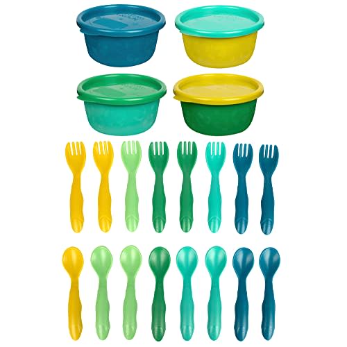 The First Years GreenGrown Multipack with 4 Reusable Bowls, 8 Toddler Spoons, and 8 Toddler Forks