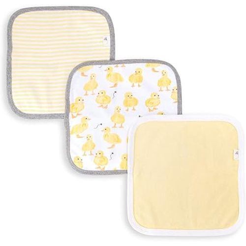 Burt's Bees Baby Infant Washcloths, 100% Organic Cotton, Soft and Super Absorbent Knit Terry Wash Cloth - 3 Pack Set