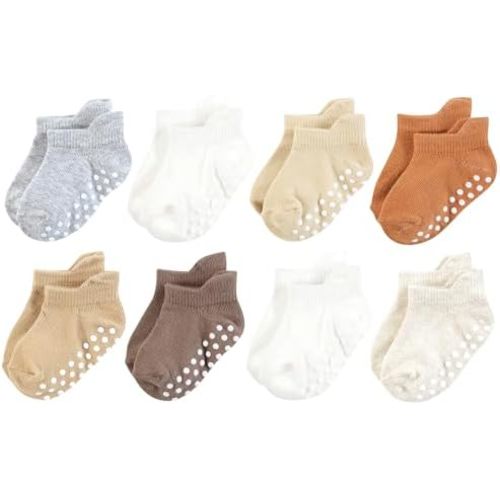 Touched by Nature Unisex Baby Organic Cotton Socks with Non-Skid Gripper for Fall Resistance