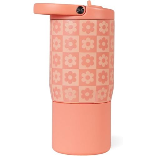 HydroJug Kids 14 oz Sport Water Bottle – Stainless Steel, Insulated, 100% Leakproof, With Carry Handle, BPA-Free – Kid-Friendly Design – Durable & Dishwasher Safe, Daisy Checkers