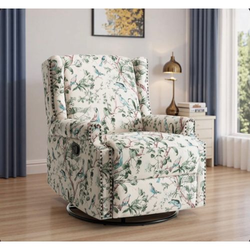 Swivel Rock Glider Recliner with Naihead Trims (Bird)