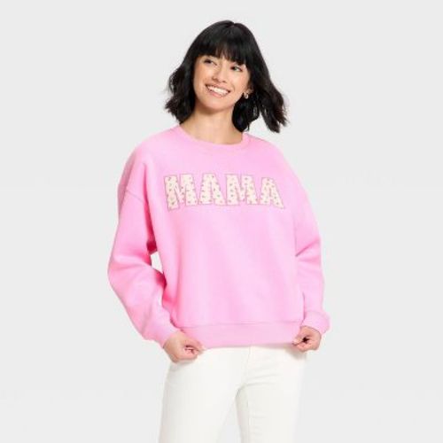 Women's Mama Graphic Pullover Sweatshirt - Light Pink L