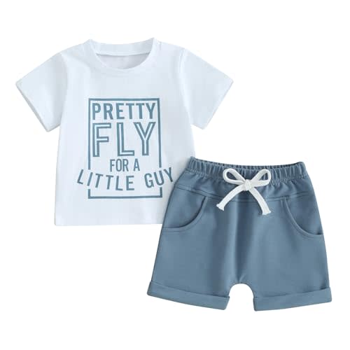 allshope Toddler Baby Boy Summer Outfit Short Sleeve T Shirt Top Casual Shorts Set Infant Newborn Clothes 6 12 18 24 Month 2T