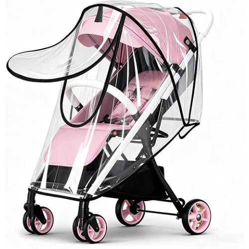 EVA Stroller Rain Cover, No-Zip Waterproof Stroller Cover - Food Grade Material, Breathable Baby Travel Weather Shield for Most Single Strollers & Joggers, Black
