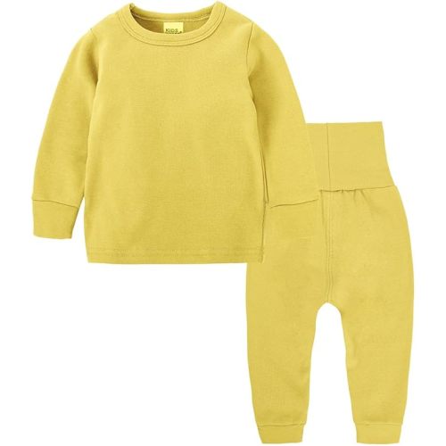 Kids Tales Little Boys&Girls 2 Pcs Solid Pajama Set Cotton Underwear Long Sleeve Sleepwear PJS