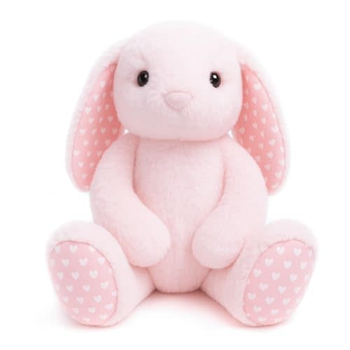 WEIGEDU Pink Rabbit Bunny Stuffed Animal Plush Toys with Floppy Ears & Heart Print for Lover, Kids, Boys, Girls, Babies - Perfect Birthday Nursery Décor Easter Christmas Bedtime Gift