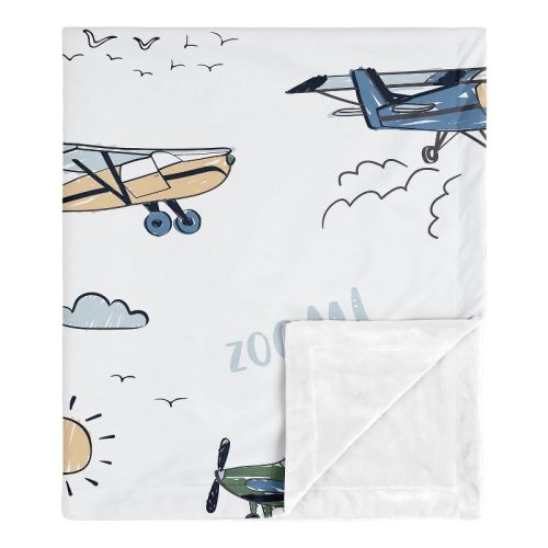 Sweet Jojo Designs Boy Baby Security Blanket Airplane Green and Blue