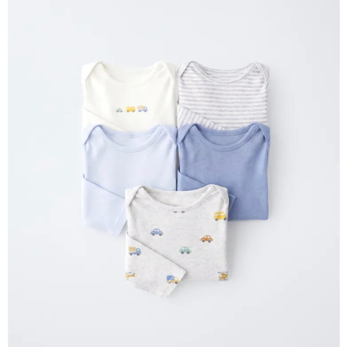 FIVE-PACK CAR PRINT BODYSUITS - Blue | ZARA United States