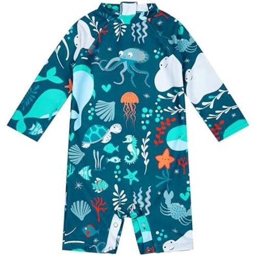 upandfast Baby Boys/Girls Zipper Swimwear with Snap Bottom UPF 50+ Sun Protection Toddler One Piece Swimsuit