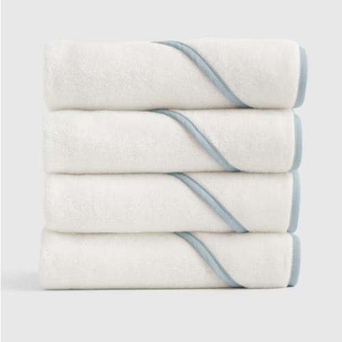 Organic Turkish Cotton Baby Hooded Towel Set 4-Pack in Light Blue