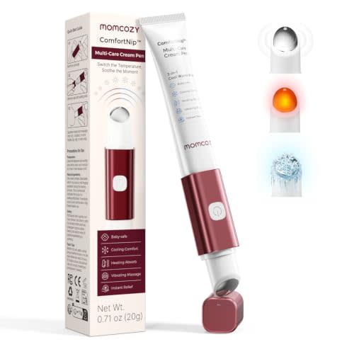 Momcozy ComfortNip™ Multi-Care Nipple Cream Pen, Postpartum Essentials | Heat, Cool & Vibe, Portable & Touch-Free 316 Steel, Relief for Sore Nipples, Nursing Essentials for Breastfeeding & Pumping