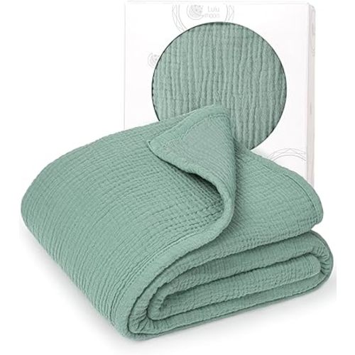 lulumoonMuslin Quilt Blanket, Crib Blanket for Baby and Toddler,47x47 Inches(Lotus Leaf)