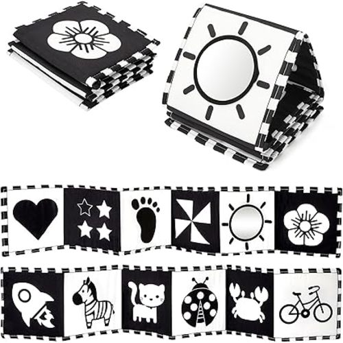 URMYWO Black and White Tummy Time High Contrast Newborn Toys 0-3 Months, Soft Baby Book, Visual Stimulation Montessori Sensory Infant Toys 0-6-12 Months, Shower Gift for Boys Girls