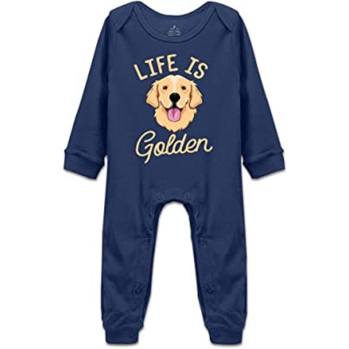Life is Golden(Golden Retriever) Infant Short Sleeve 100% Cotton Bodysuit/Long Sleeve Romper/Sleeveless Jumpsuit