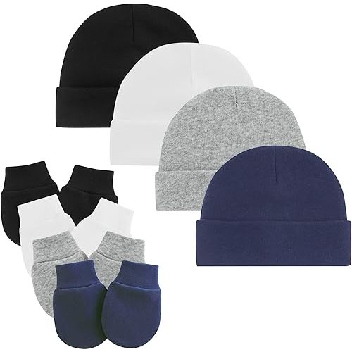 Zando Baby Hats and Mittens Newborn Hospital Hat Essentials Warm Knit Beanie Safety Anti-Scratch for Boys Girls 0-6M