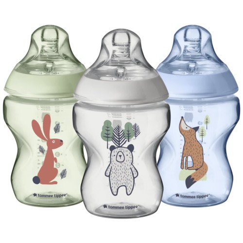 Tommee Tippee Closer To Nature Baby Bottles Woodland Friends 9 Oz 3Ct Anti-Colic