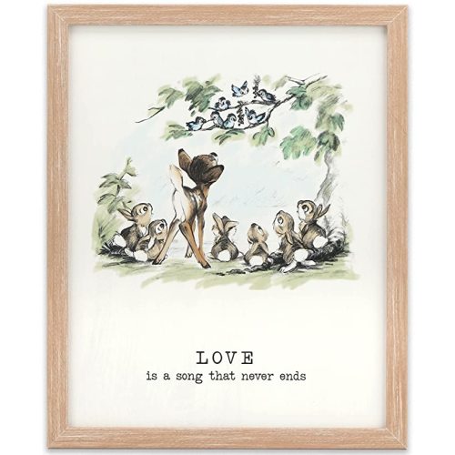 Disney Bambi Love is a Song That Never Ends Framed Wood Wall Decor
