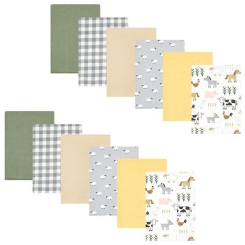 Hudson Baby Cotton Flannel Burp Cloths Bundle, Cute Farm, One Size
