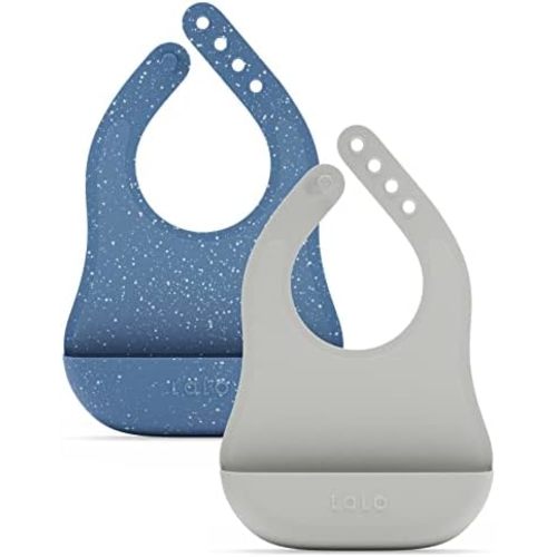 Lalo The Bib, Adjustable Non-Toxic Silicone Baby Bib with Food Catcher