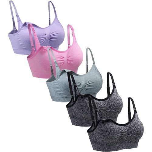 Suekaphin 5PACK Nursing Bra Wireless Bra Women's Sleeping Maternity Bra Breastfeeding Bra