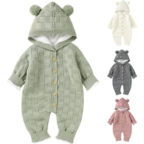 Infant Knitted Sweater Romper Longsleeve Outfit Fleece Jumpsuit for Baby Boy Girl Clothes
