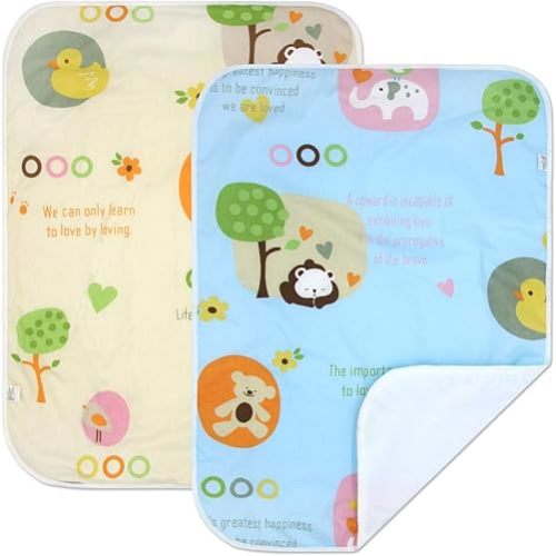 PEKITAS 2 Pack Waterproof Diaper Changing Pads Travel Friendly Super Soft Fabric Size 23 X 29.5 inches (Large,1-3 Year),Cartoon Series