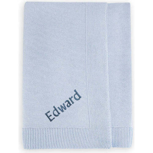 Personalized Knitted Baby Blanket, Blue - Babyblooms | Maisonette