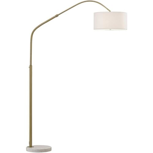HOMEGLAM Aero 81"H Retractable Arch Floor Lamp (Antique Brass/White Shade)