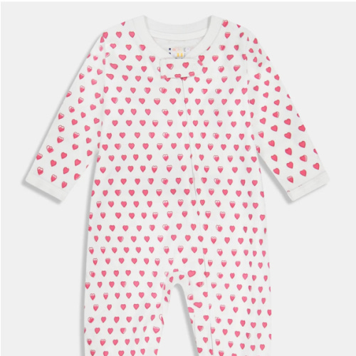 Infant Hearts Zipper Footie