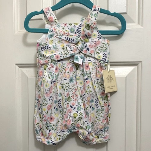 Laura Ashley London Baby Girl Floral Bow Romper NWT 0-3 Months Cottagecore
