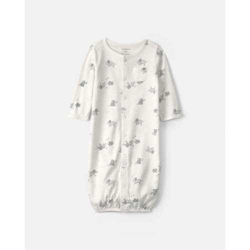 Baby Elephant 100% Cotton Converter Gown - Ivory