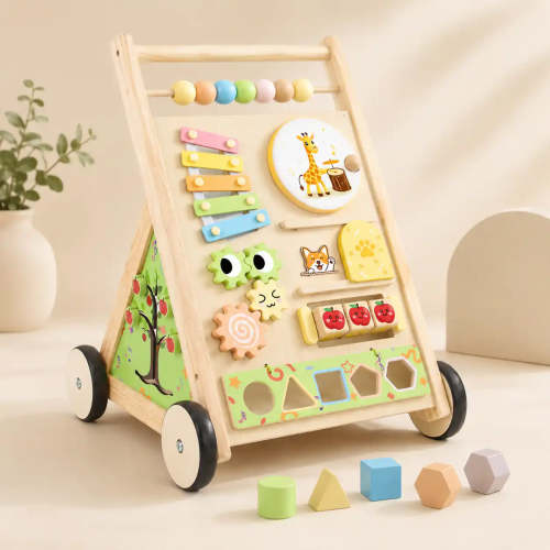Wooden 10-in-1 Activity Walker – Push Toy – JuniSprouts