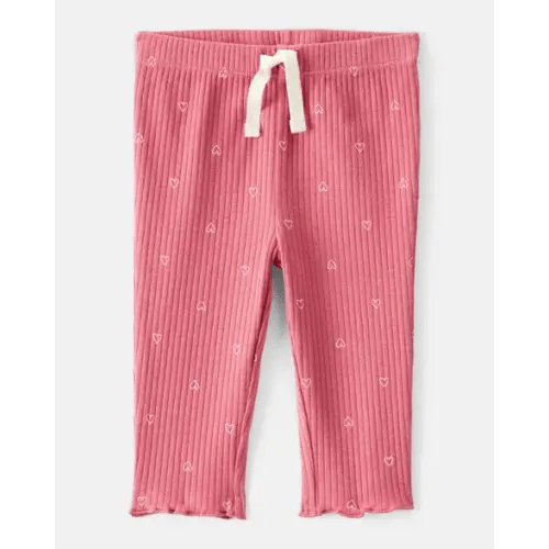 Baby Girl Heart Print Cotton Pull-On Pants - Pink | Carter's
