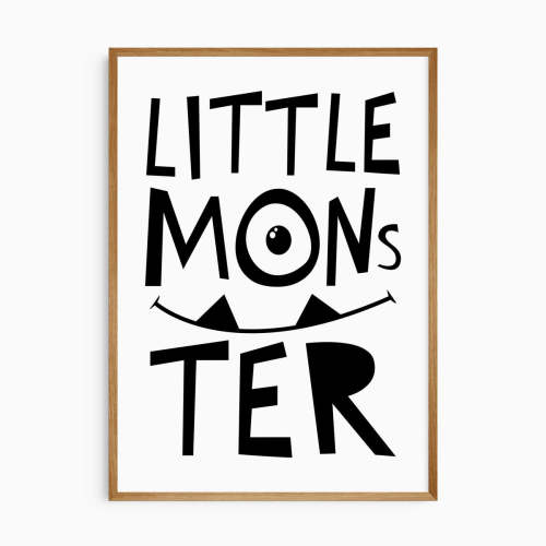 Little Monster Wall Art Print | Fun Kids Black & White Room Decor – My Tommy Prints