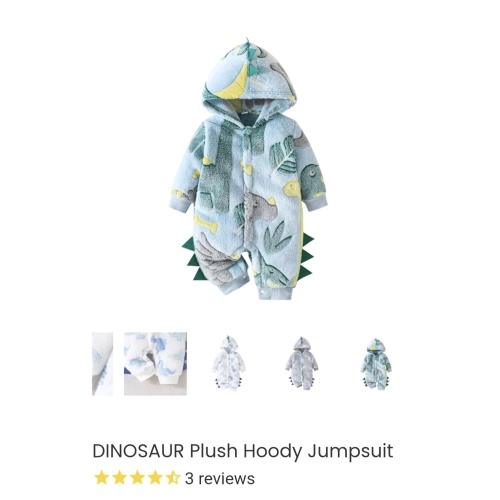 DINOSAUR Plush Hoody Jumpsuit - Hazel & Bo