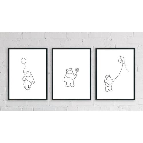 Star Wars Ewok Minimalist Line Art  Set of 3 Prints  Starwar