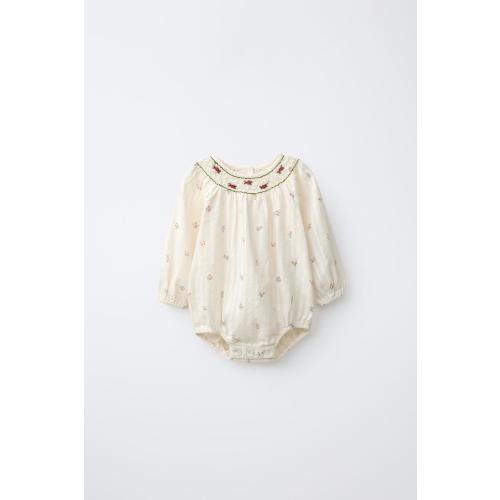 EMBROIDERED FLORAL BODYSUIT - Pink | ZARA United States