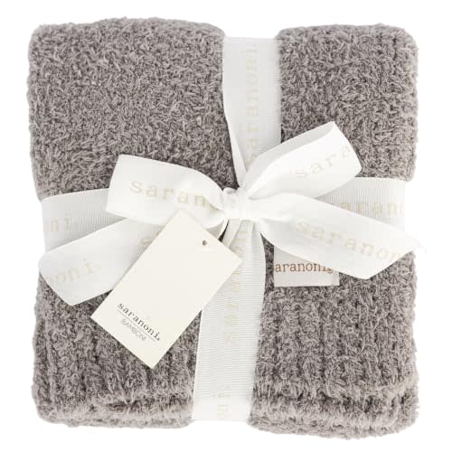 Saranoni Bamboni Baby Blanket Plush Soft Receiving Blanket Gray 30"x40" | Luxury Bamboni baby blanket with plush softness and cozy comfort, designed for infant boys and girls during everyday use.