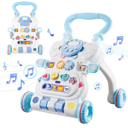 Flooyes Blue Kid Walker, rattle with sound and light, Learning Walker and Activity Center,Push Toys Gift For Kids 6M+