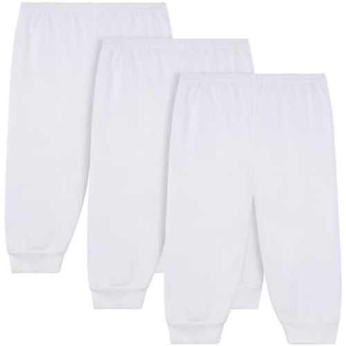 Unisex Cotton Pants, 3 Pack 100% Cotton Pants for Boys and Girls White