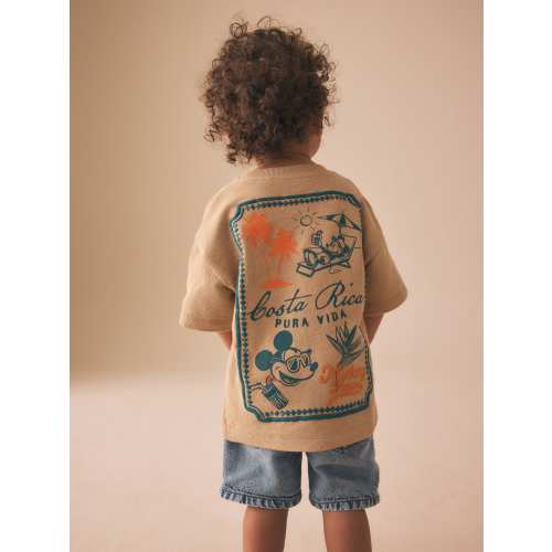 Tan Brown Mickey Mouse Short Sleeve T-Shirt (3mths-8yrs)