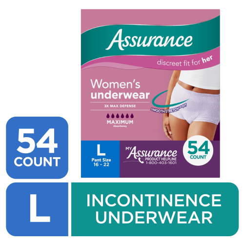 Assurance Women's Incontinence & Postpartum Underwear, L , Maximum Absorbency (54 Count) HSA/FSA Eligible