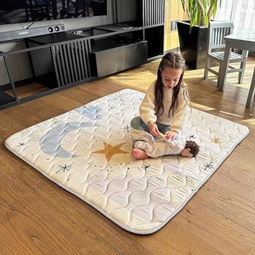 MioTetto Baby Mat for Floor, 50" x 50" Playpen Mat, Thick Soft Foam Padding Baby Play Mat, Portable Quilted playmat - Washable Baby Floor Play mat, Non-Slip Play Mat for Babies & Toddlers