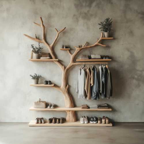Tree branch coat rack with shelf wall mount coat rack standing shoe rack modern coat rack shoe shelf floor shelf shoe home decor