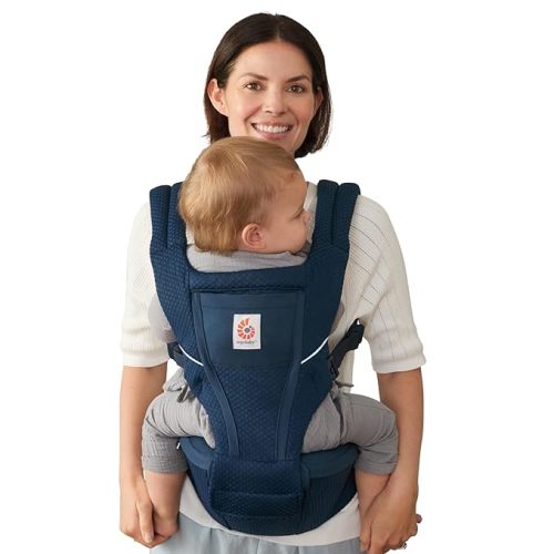 Ergobaby Alta Hip Seat Baby Carrier for Babies & Toddlers 4-48 Months (12-45 lbs) - 3-Position Convertible Ergonomic Baby Carrier with Storage Pocket, Sun Hood, Hip-Healthy Positioning - Midnight Blue