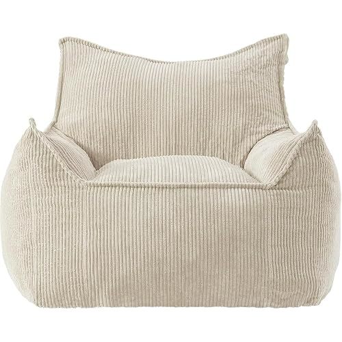 EBENCHICO Giant Bean Bag Chair for Adults, Corduroy Large Bean Bag Chairs for Teens with Armrests, Comfy Adult BeanBag Chair Sofa Couch with Filler Included for Bedroom Living Room