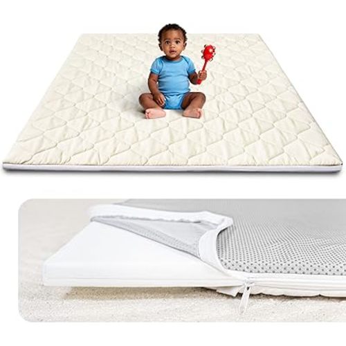 Foam Baby Play Mat 50x50, Removable and Machine Washable Cover, Thicken Cushioning Playmat and Perfect for Playpen, Non-Slip Bottom, Easy to Clean for Infants, Toddlers & Babies(Light Gray)