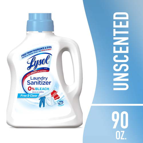 Lysol Laundry Sanitizer Additive Unscented, 90 oz, Kills 99.9% Bacteria, Odor Eliminator, Safe for Colors and Whites