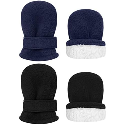 qikqik 2 Pairs Baby Mittens Winter Toddler Mittens Warm Fleece Infang Gloves for Boys Girls Toddler Winter Gloves for Kids